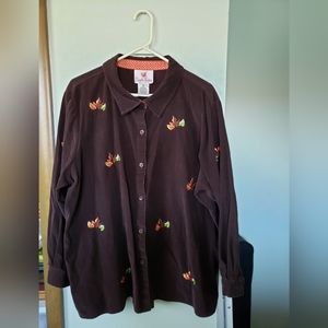 Quacker Factory brown corduroy fall button-down
